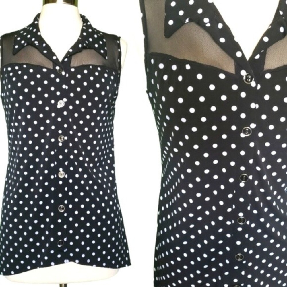 Fenn Wright Manson Polka Dot Sleeveless BD Top - M